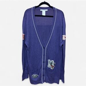 Disney Parks Purple Varsity Cardigan with Mickey Mouse and Disney Patches